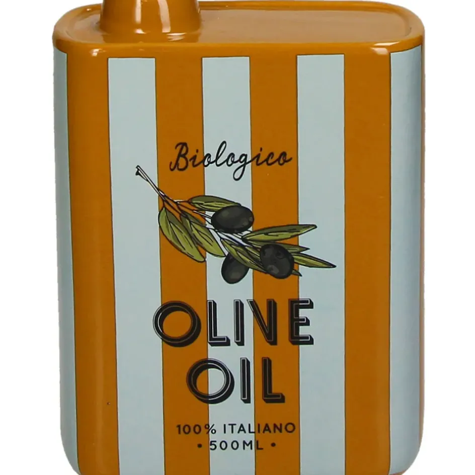 Fabrique de Styles Vases Et Soliflores*Vase à rayures d'huile d'olive en faïence 13x5.5x17cm