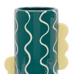 Fabrique de Styles Vases Et Soliflores*Vase cylindrique en grès émeraude et jaune h30cm - Lumi