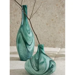 Fabrique de Styles Vases Et Soliflores*Vase dame-jeanne en verre vert et blanc h50cm - Silicio