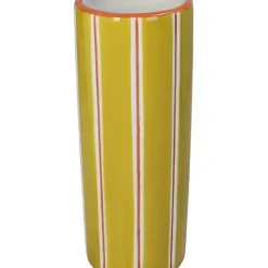 Fabrique de Styles Vases Et Soliflores*Vase en grès à rayures jaune 9x9x23cm