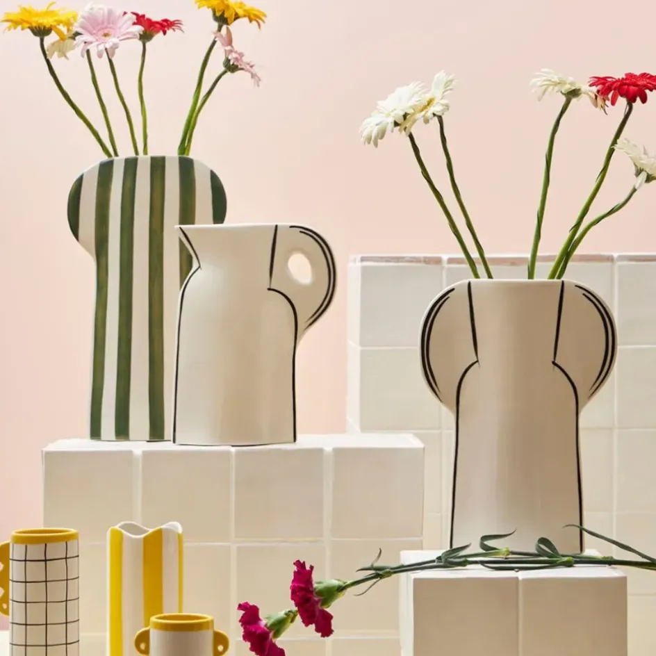 Fabrique de Styles Vases Et Soliflores*Vase en grès écru et noir h24cm - Lumi