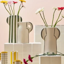 Fabrique de Styles Vases Et Soliflores*Vase en grès écru et noir h28cm - Lumi