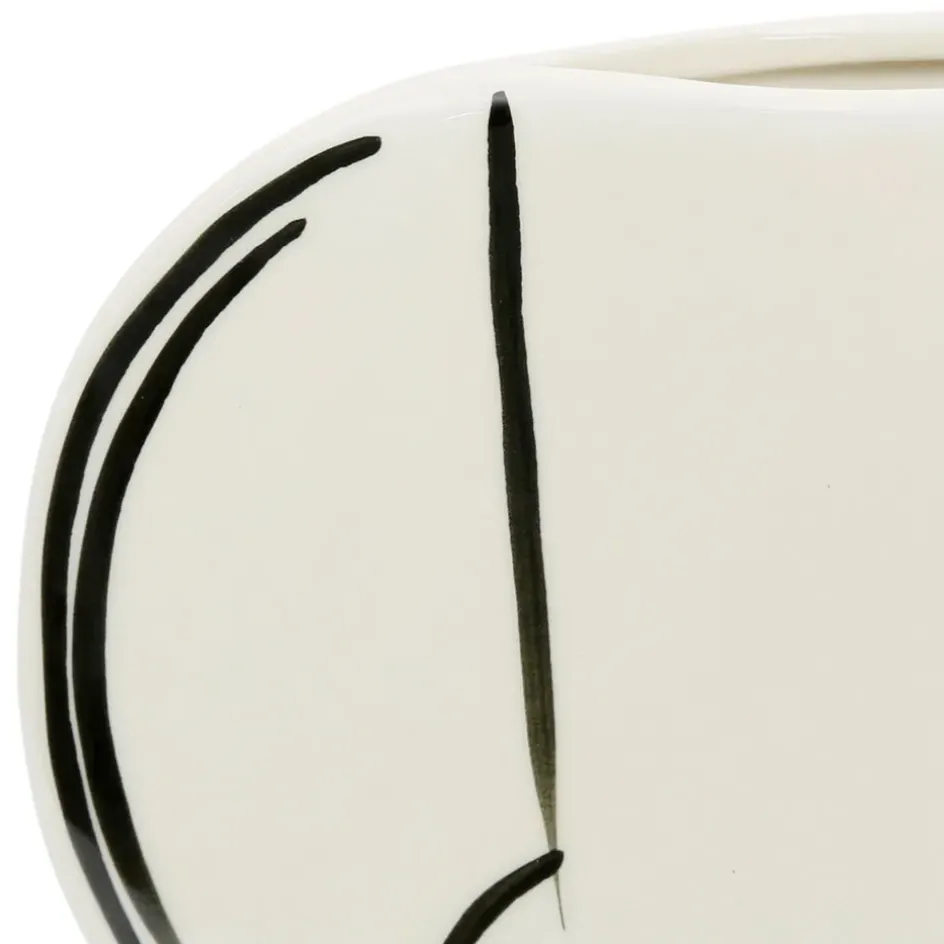 Fabrique de Styles Vases Et Soliflores*Vase en grès écru et noir h28cm - Lumi