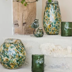 Fabrique de Styles Vases Et Soliflores*Vase en verre émeraude et doré h23cm - Menorca