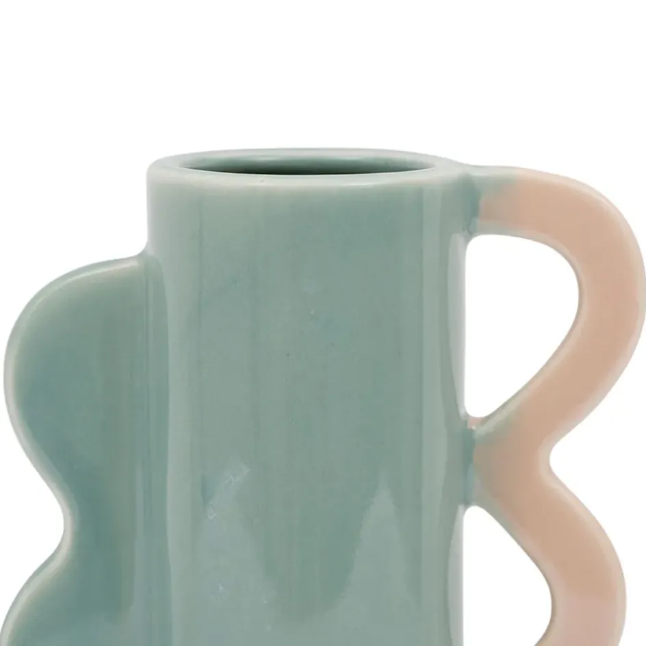 Fabrique de Styles Vases Et Soliflores*Vase vert et corail en grès - funny