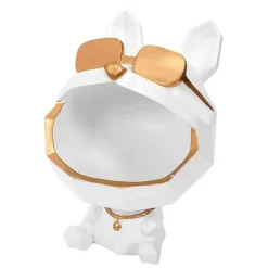Fabrique de Styles Petits Objets Déco*Vide poche chien lunettes blanc